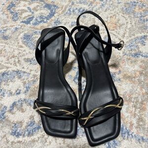 Elegant Black and Gold Women's Sandals